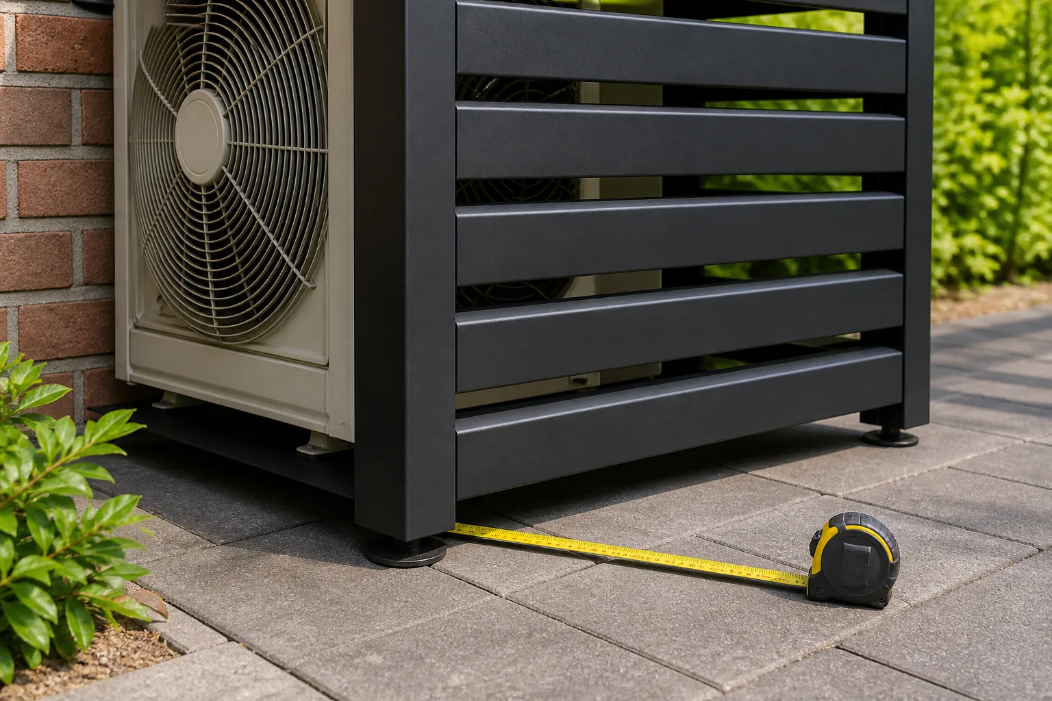 Maatcheck met rolmaat bij airco behuizing